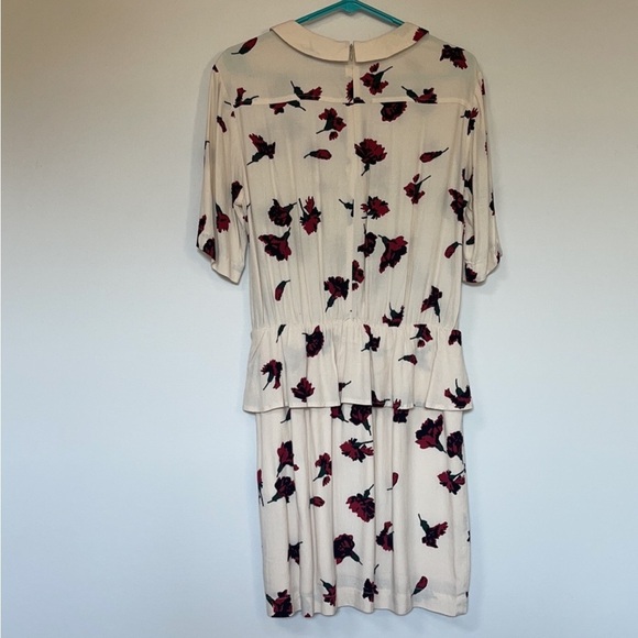 Ganni cream rose flower peplum midi knee length dress medium - Picture 2 of 5